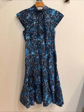 Charlotte Brody Cannes Navy and Blue Floral Dress small